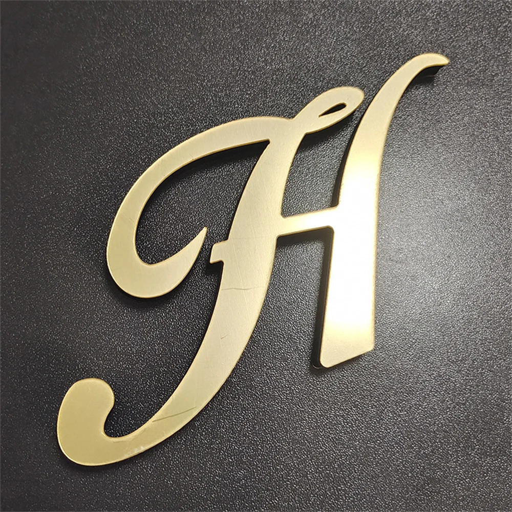 3D Golden Mirror Acrylic 10CM English Letters Wall Sticker Holiday Celebration Party Wedding Decoration Letter Wall stickers ﻿
