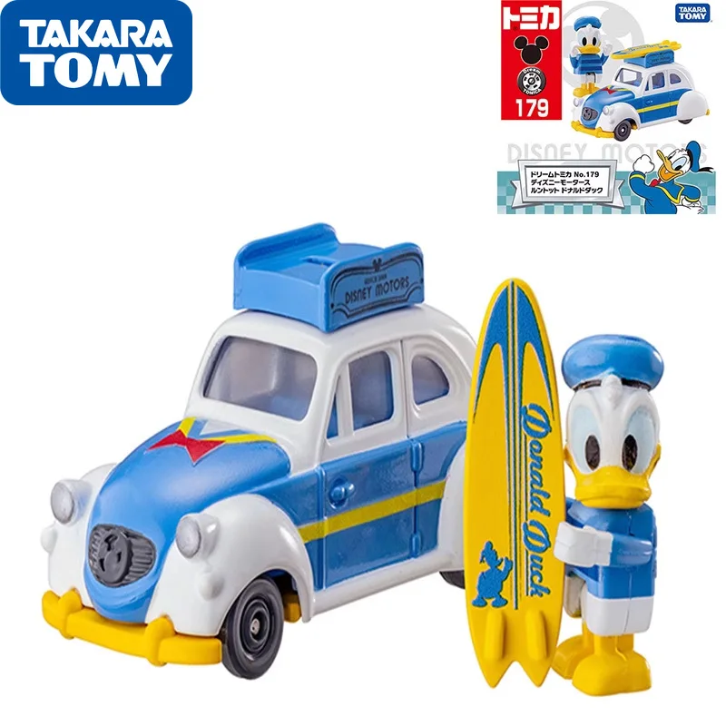 

TAKARA TOMY seaside surf buggy Donald Duck car model Alloy material disney cartoon car parade queue childrens small toys gifts