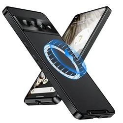Sleek Frosted Metal Shell with Aerospace Aluminum Alloy Frame - Translucent Magnetic Cover Coque - Google Pixel 9 ProXL (Black)