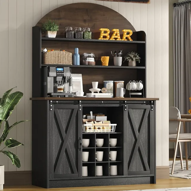 Farmhouse 3-Tier Bar Cabinet 1