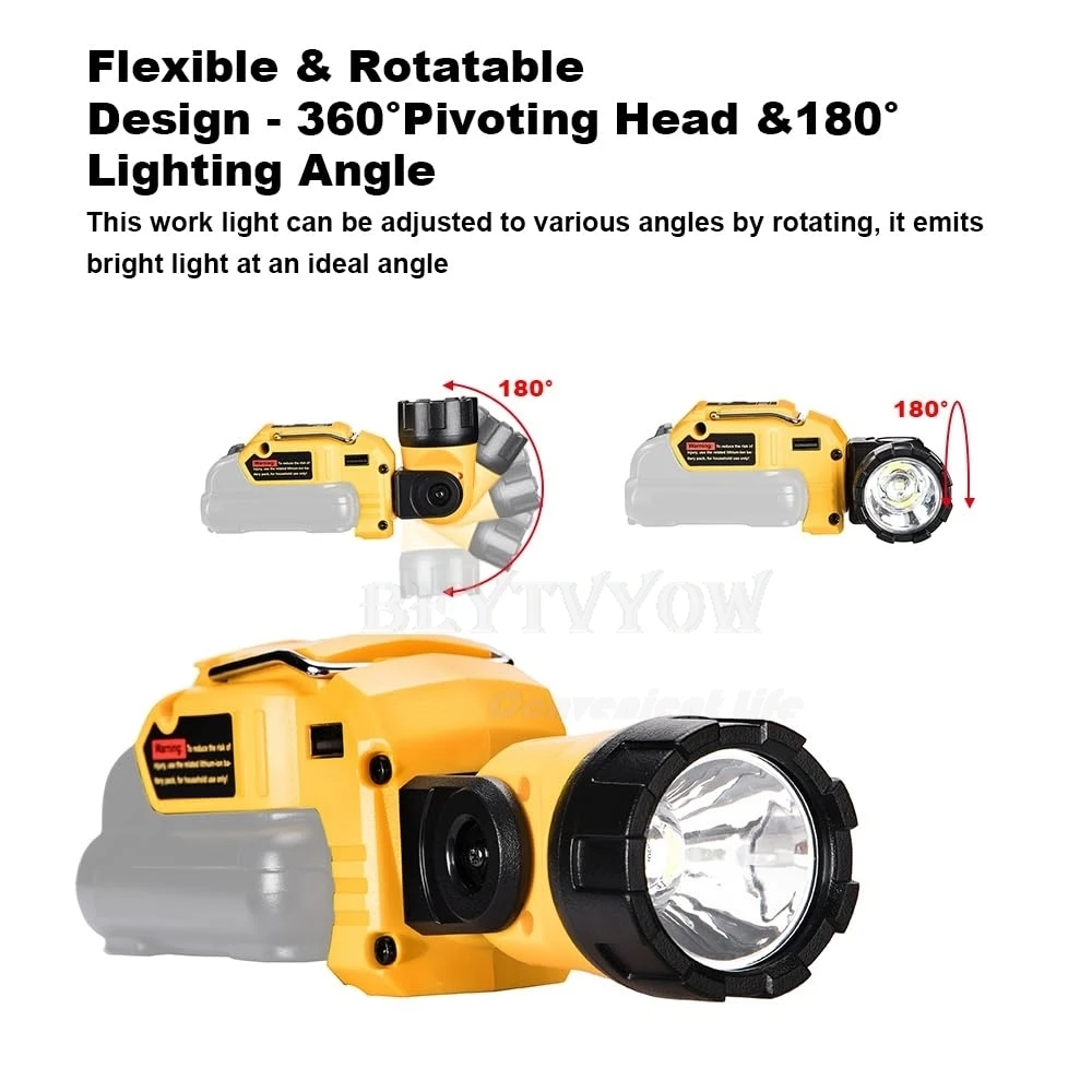 Cordless LED Work Light for Dewalt 12V Battery with Powerful Magnet 280LM Portab