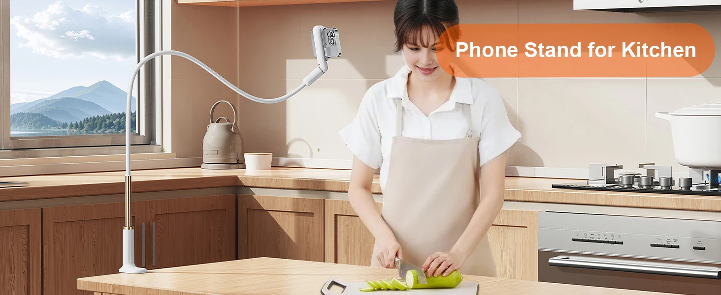 Flexible Gooseneck Phone Holder For Bed And Desk Clamp Mount_voghion.com