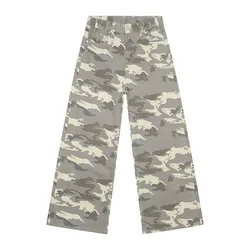 IEFB Summer Men's Casual Wide-Leg Denim Pants - Old Blue Washed Straight-Fit Trousers 2024 Fashion - Asian Size M (Light Camouflage)