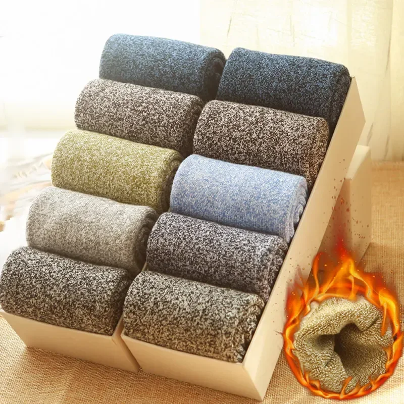 

Snow Wool Socks Solid Thicker Socks Cold Warm Against Sock Striped Men Thick Merino Winter Super Winter Rabbit Sock Russia 5pair