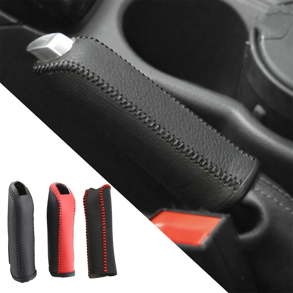 Genuine Leather Car Gear Handbrake Cover hand brake cover for Ford Focus 2 3 4 MK2 MK3 MK4 Fiesta Ecosport Mondeo Fusion Kuga Escape Accessories