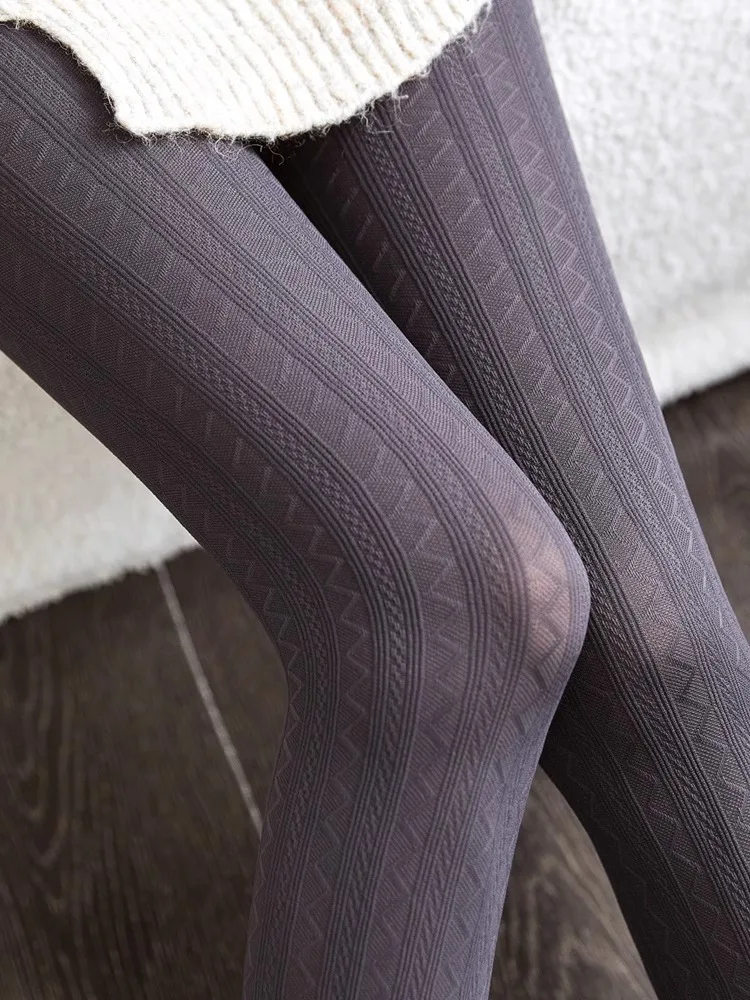 Collants en Velours à Rayures Verticales pour Femme, Confortables