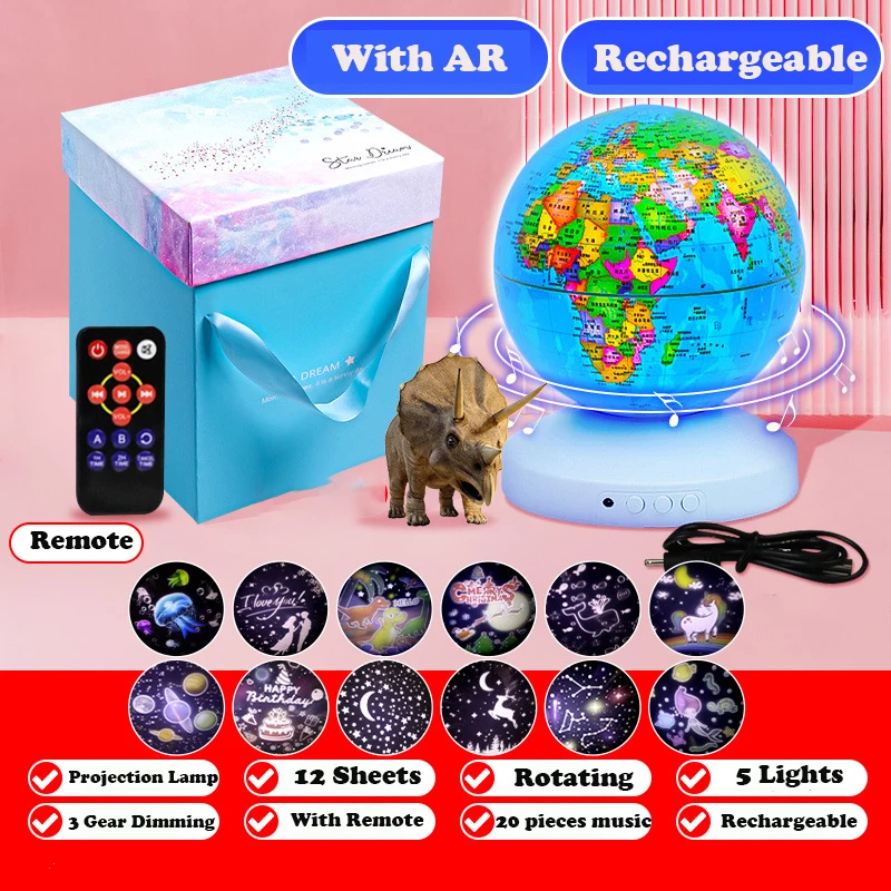 AR Globe Earth Led Lamp Starry Sky Galaxy Projector Creative Night Light  Atmosphere Projection Bedside Lamp for Kids Girls Gift - AliExpress