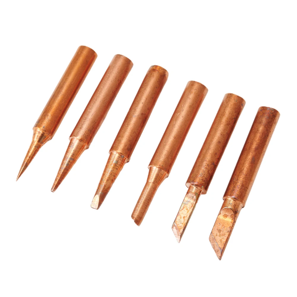 

Hand Soldering Tips Accessories Welding Tool 936/937/938/969/8586/852D 6pcs 6 shapes Copper Solder Iron 900M-T
