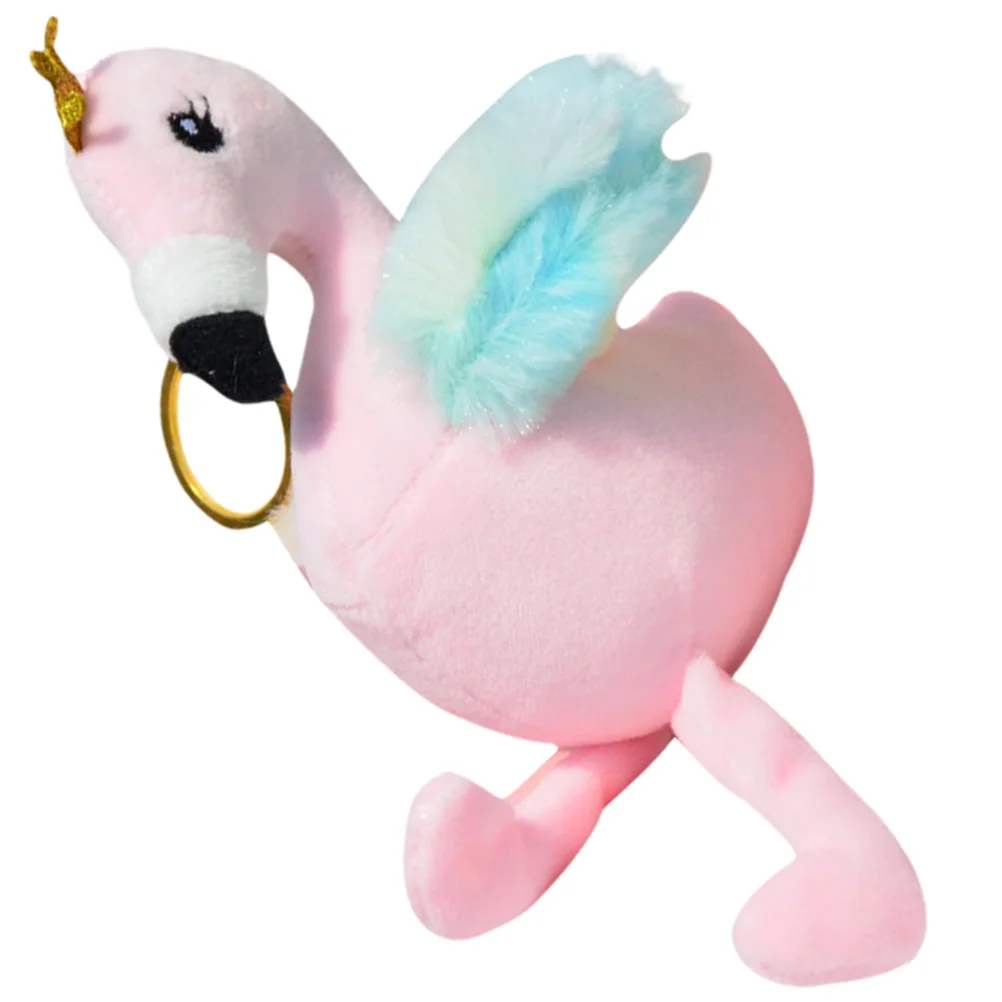 Pink Flamingo Small Plush Toy Girl School Bag Ornament Key Ring Charm Chain Pendant Stuffed Animals for Key Fob Miss Rings 12 constellations zodiac sign finger rings women girls black color stainless steel ring anel anillos charm jewelry gifts