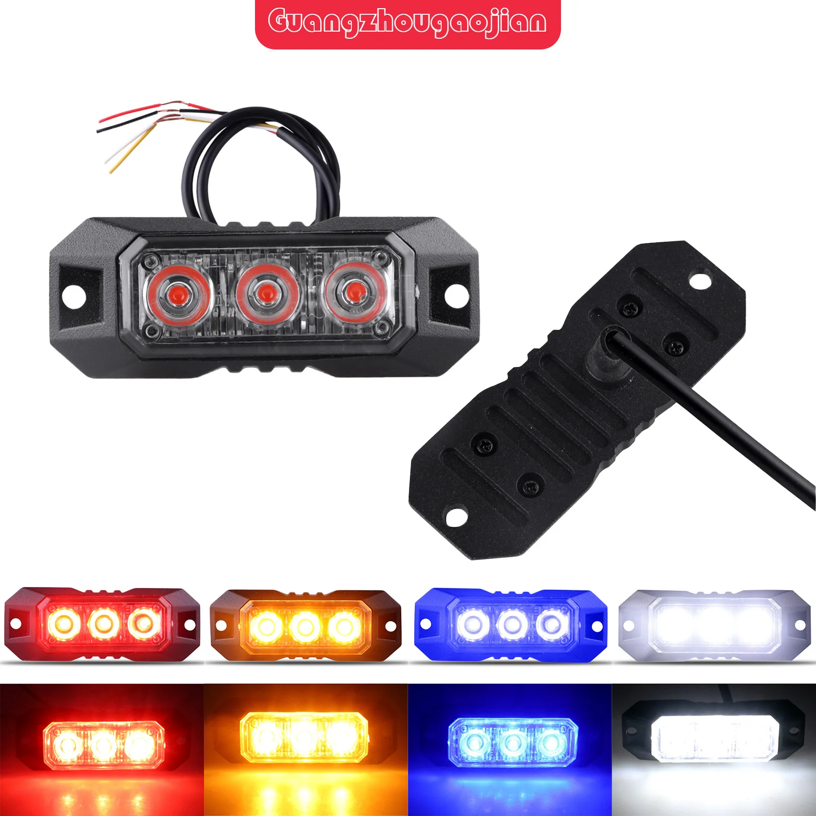3LED Emergency Strobe Warning Flashing Grille Lights Trucks Cars 12 24V 1PCS