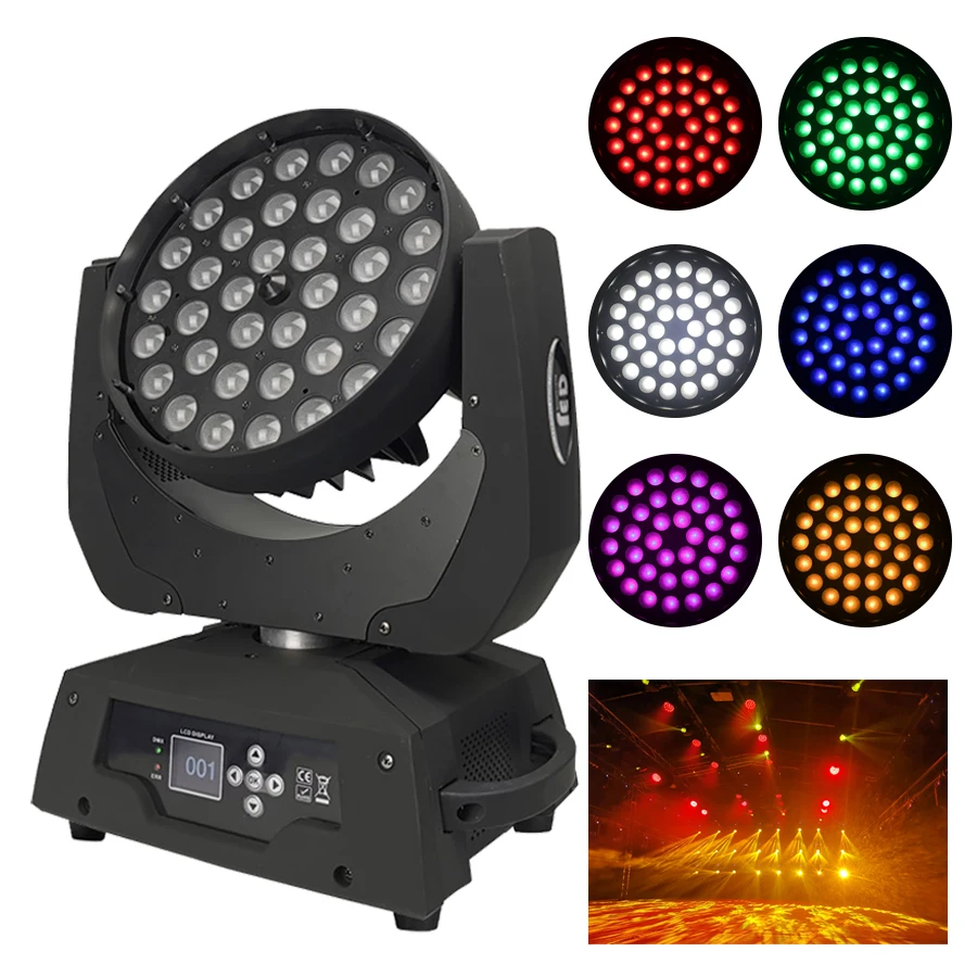 Led Moving Head Wash Zoom 36×18W rgbwa+uv Stage Light 6in1