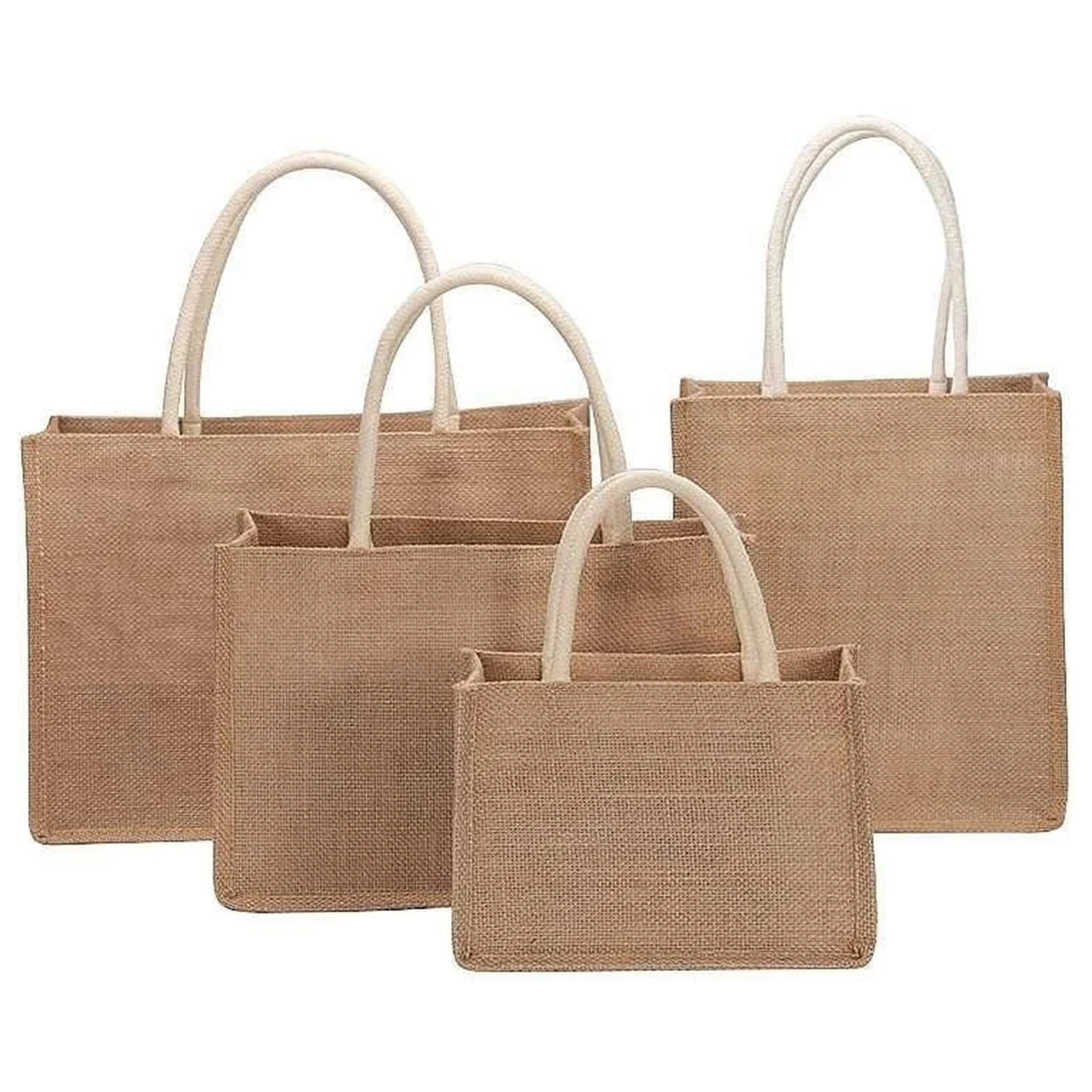 Shopping Bag Vintage Women Jute Beach Solid Color Handbags Reusable Gift Packaging