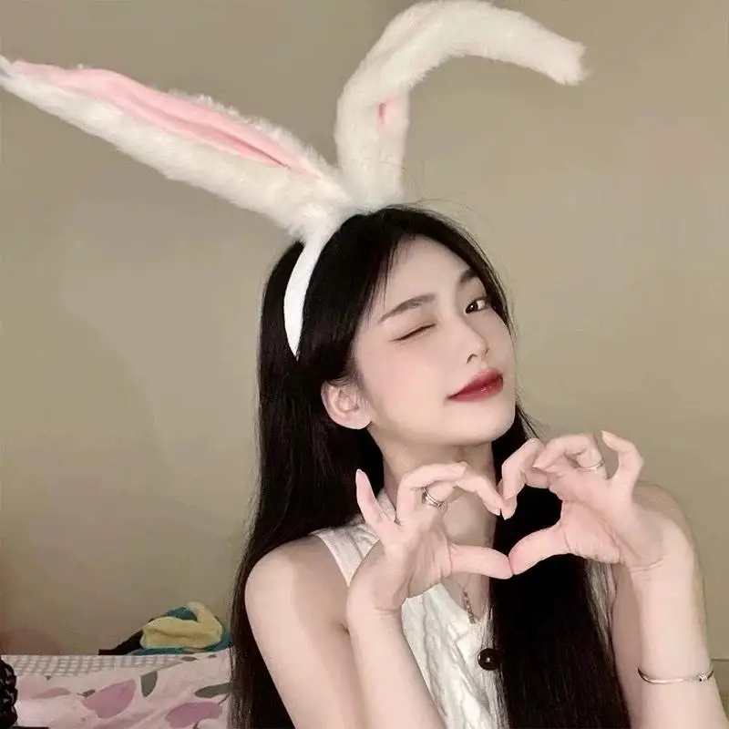1PC Christmas Rabbit Long Ear Headband Cute Funny Bunny Girl Cosplay Accessory Soft Plush Hair Band Women Party Festive Dress Up