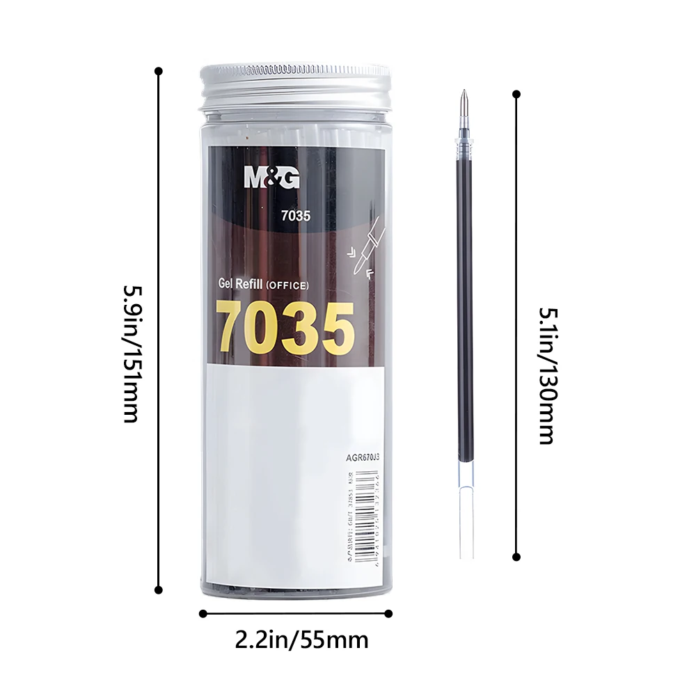 M&G 60pcs Gel Pen Refills 0.5mm Black Bullet Tip Signature Pen Refill Set Smooth Writing for Students Exam Office 6