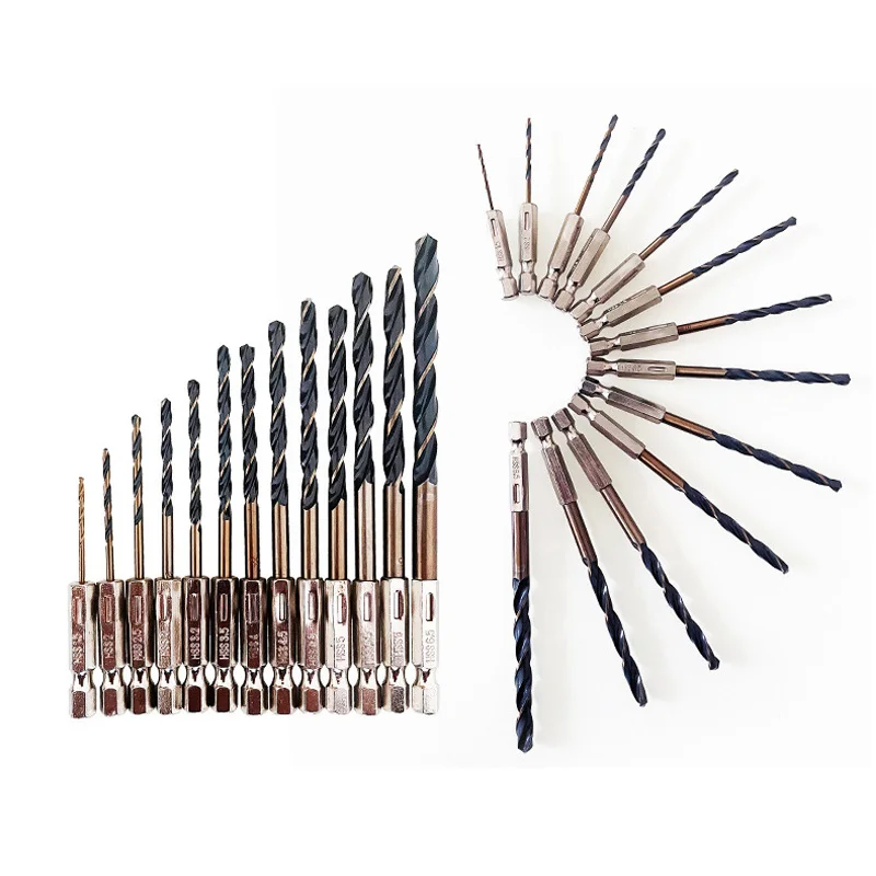Drill bits 1pcs High Speed Steel 1/4 Hex Shank Twist Drill Bit Wood Metal Hole Cutter Core Drilling Tool Cobalt Twist Drill Bits 1.5mm-14mm