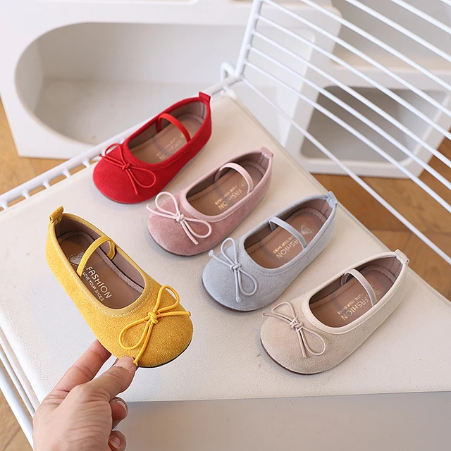 Spring Kids Ballet Flats for Girls with Cute Bowtie and Colorful Options Non-Slip Soft Sole Toddler Dance Practice Flats Elegant 6