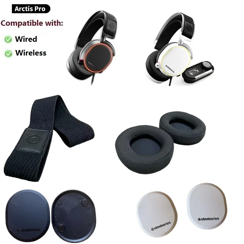 100% Original spare part for SteelSeries Arctis Pro Wired/Wireless Headset replacement Headband Tape Ear Pads Magnetic cover