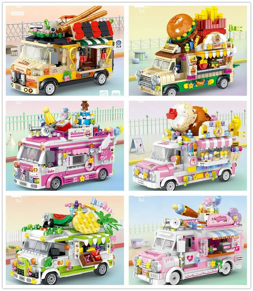 

Мини-кубики ZG, строительные блоки для подростков, головоломки для девочек, милая еда, грузовик 00886, 00887, 00888, 00889, 00890, 00891, без коробки