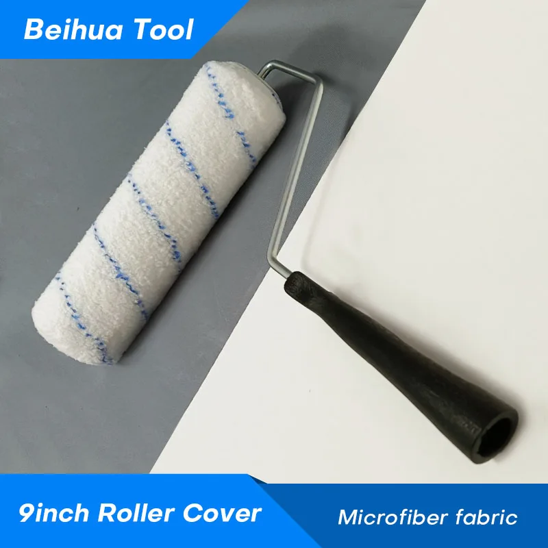 Paint Roller Paint Brush Rubber Roller Brush Wall Brush 7PCS/set 9inch Paint Roller Brush Kit for Wall Decoration Microfiber fabric Nap 6mm/9mm/18mm US Roller Cover Frame