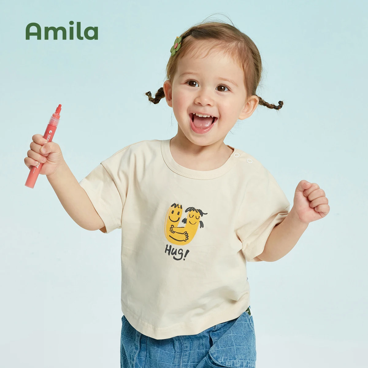 Amila Children's Cothing Family Hort-sleeved T-shirt Parent-child Wear 2022 Summer New Children's Outing Season Cotton Tops 4