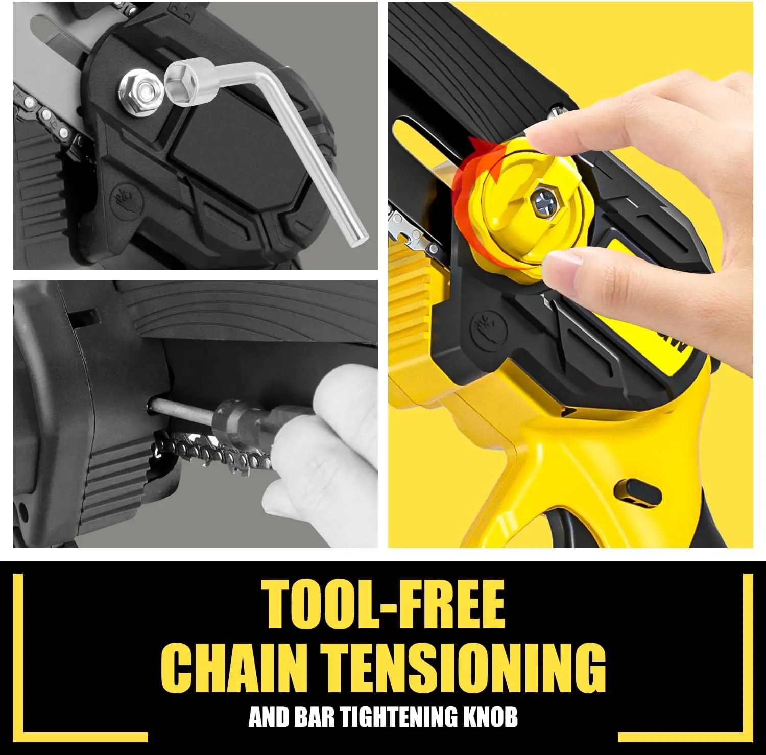 Tool-Free Chain Adjustment, 21V MAX* Rechargeable Cordless Chainsaw with Battery and 6