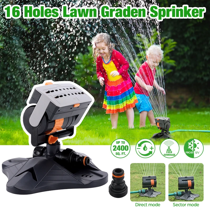 

16 Hole Garden Sprinkler Fully Adjustable Oscillating Sprinkler Leak Proof Watering Irrigation Outdoor Yard Lawn Patio Courtyard