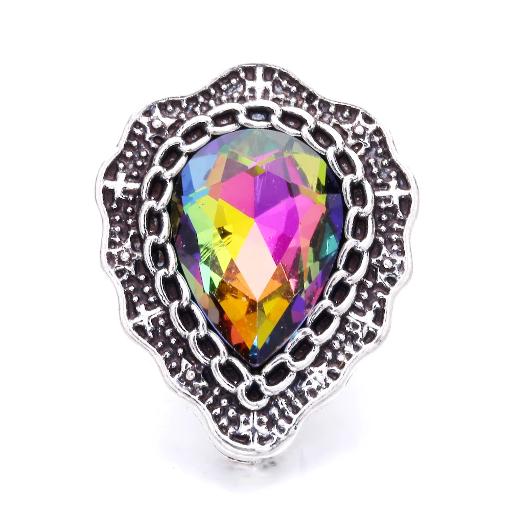 20PCS Colorful Crystal Rhinestone Flower 18mm Metal Snap Buttons Fit DIY Snap Button Bracelet