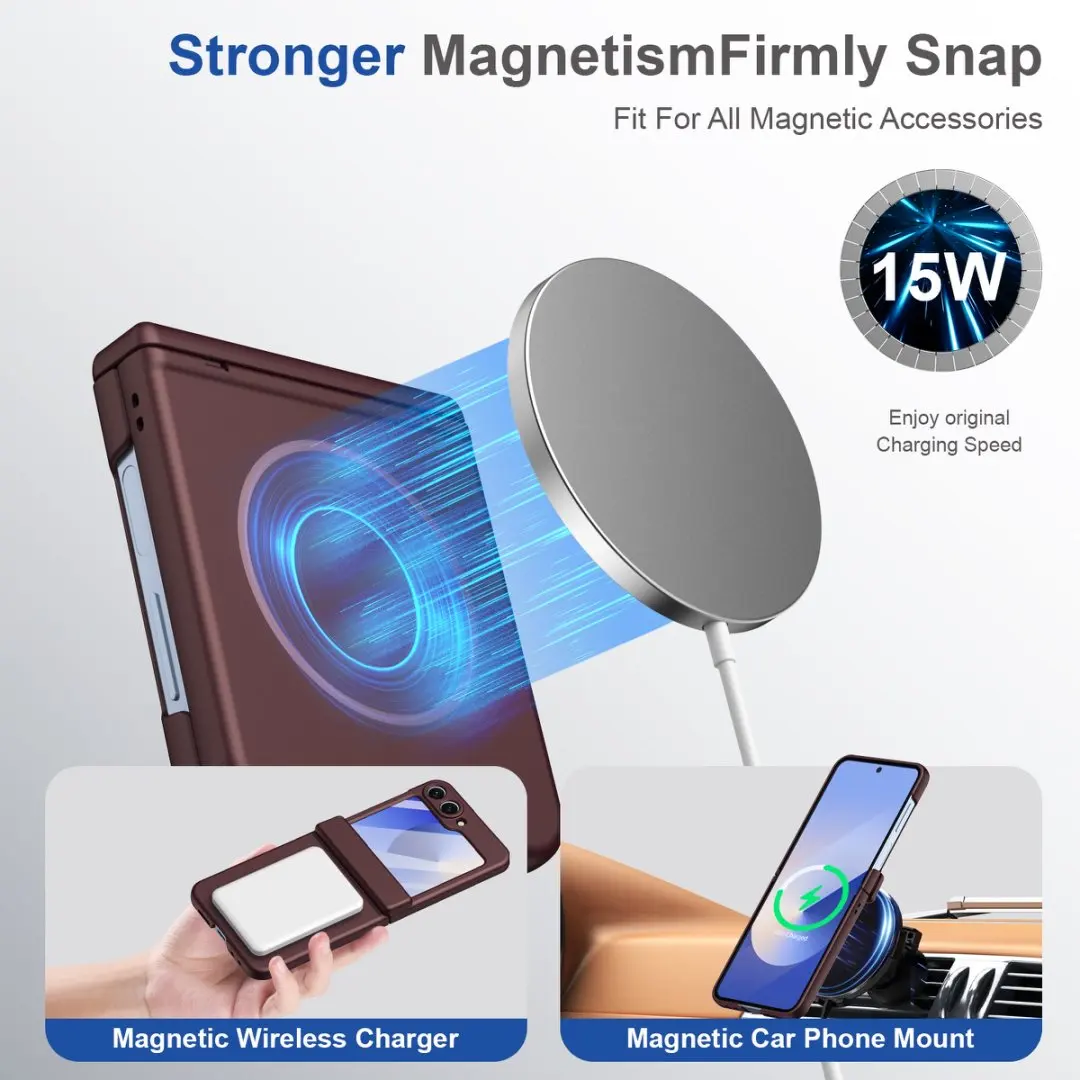 Magnetic Hinge Protection Phone Case with Built-in Glass Film