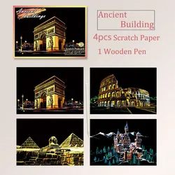 Rainbow Magic Scratch Art Paper - World City Attractions Series - DIY Drawing & Stress Relief Gift (Historic Building)