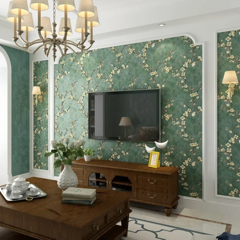 

Retro American Country Wallpaper Non-Woven Fabric 3D Garden Bedroom Living Room AB Version with TV Background Wallpaper