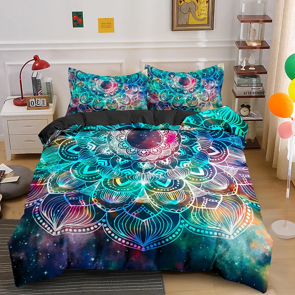 Psychedelic Boho ���Ÿ� ħ�� ��Ʈ 2/3PCS Pillowcase ŷ ���ٶ� �̺� Ŀ�� �� �̺� Ŀ�� ���� ������ ��Ʈ Ŀ��