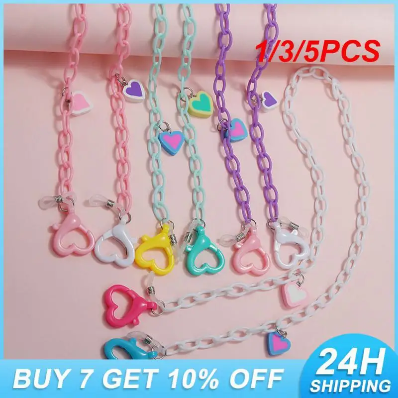 

1/3/5PCS Acrylic Glasses Chain New Fashion Candy Color Cartoon Rabbit Bear Heart Mask Chains Lanyard Anti-lost Mask Hanging Rope