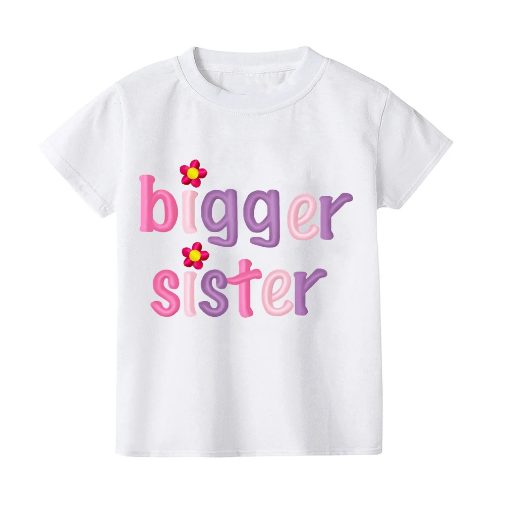 Big Sister&Little Sister Matching Set Girls Casual  Letter Print Family Outfits Kid T-shirt+baby Romper Outfit Best Gift To Kid 5