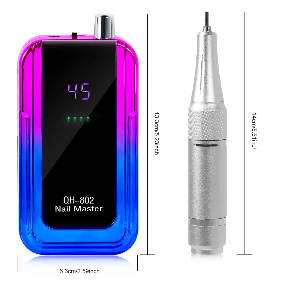 USB 커넥터가 있는 충전식 네일 드릴 머신, 네일 광택제 리무버, 전기 드릴 세트, 매니큐어 샌딩기, 저소음 나노, 45000RPM