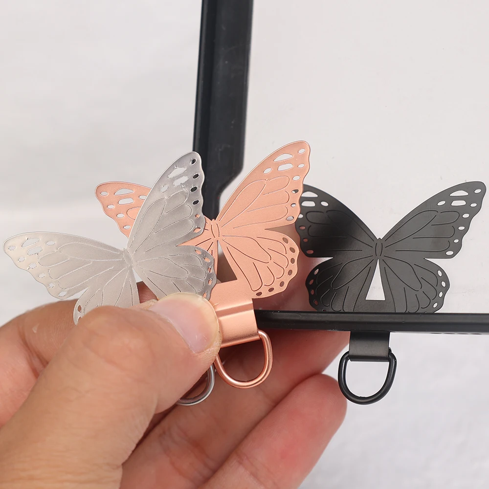 5/1pcs Universal Butterfly Metal Phone Lanyard Card Patch Anti-lost Cellphone Strap Hang Cord Tabs for IPhone 15 Samsung Xiaomi