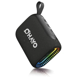 OHAYO Portable Bluetooth Shower Speaker - Waterproof, Powerful Sound, Long Battery Life, and Dynamic RGB Lighting (Black)