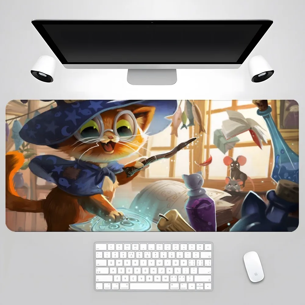 Anime Pink Cute Cat Mouse Pad XXL Deskmat Mats Gamer Pc Gaming Accessories Rubber Mat Keyboard Cabinet Mause Laptops