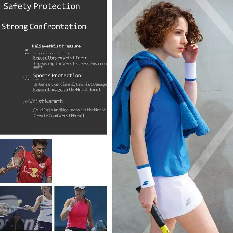 Babolat Tennis Wristband Wipe Sweat Absorb Sweat Wrister Tennis Accessories Men's Wrister Guard Badminton Squash Tenis tennis accessories