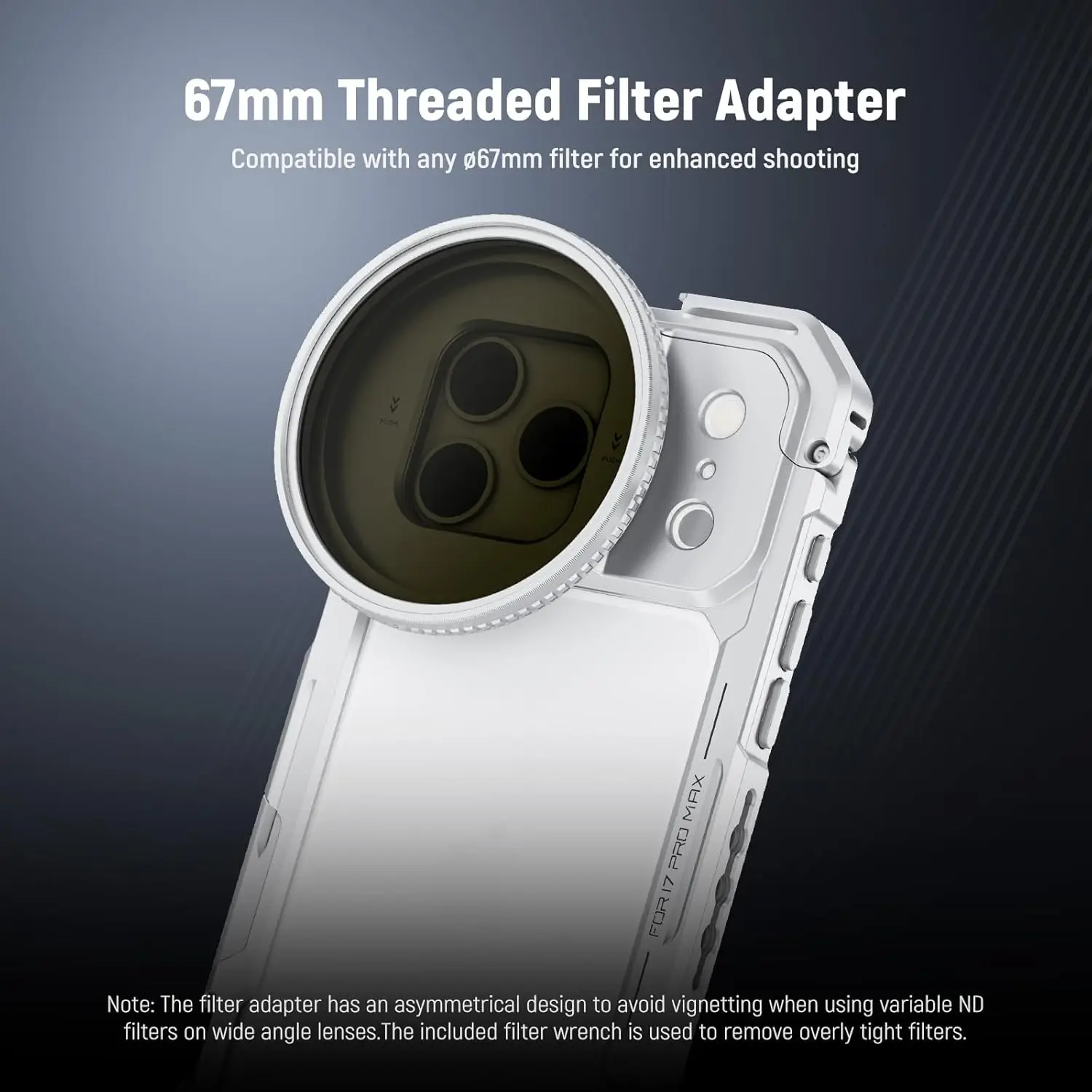 Phone Cage Video Rig Stabilizer For iPhone 17 Pro with 67mm Filter Ring, 17mm Le
