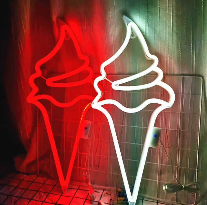 twinkle lights LED ice cream shape lamp decoration neon lamp wall lamp battery christmas lights