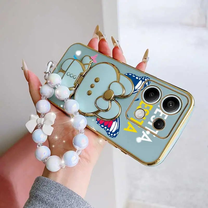 Dancing Butterfly Phone Case Set with Lanyard and Rabbit Stand