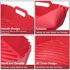 Large Air Fryer Silicone Basket Tray Pot Square Non-stick Airfryer Baking Mold Liner Bpa Free Kitchen Cooking Accessories 6