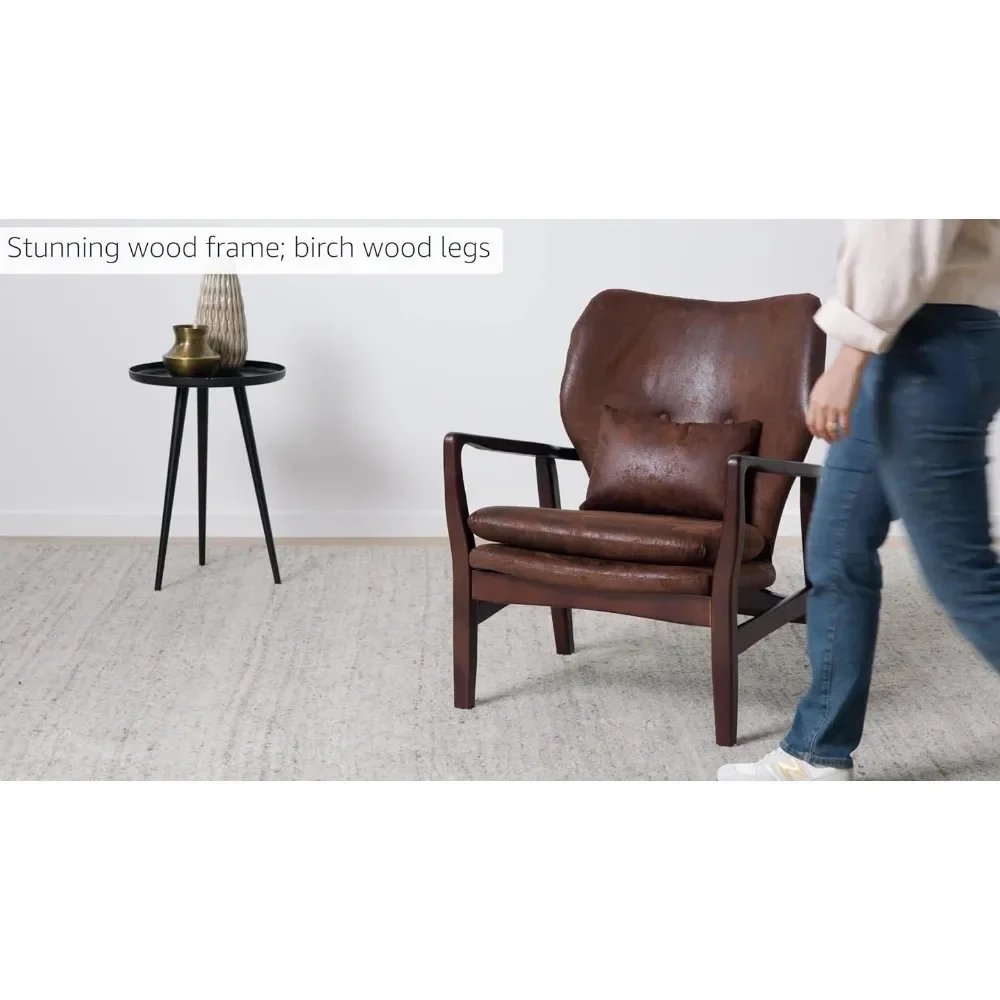 Christopher Knight Home Haddie Mid Century Modern Fabric Club Chair, Brown and Dark Espresso, 31.25D x 26.25W x 32.75H Inch 6
