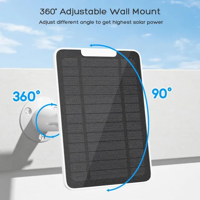 High Efficiency Waterproof Solar Panel for Camera Eufycam S300/2/2 Pro/2C/2C Pro/C210/S330/S340/E340/E/E20/E40/L20/L40/S40 etc. 4
