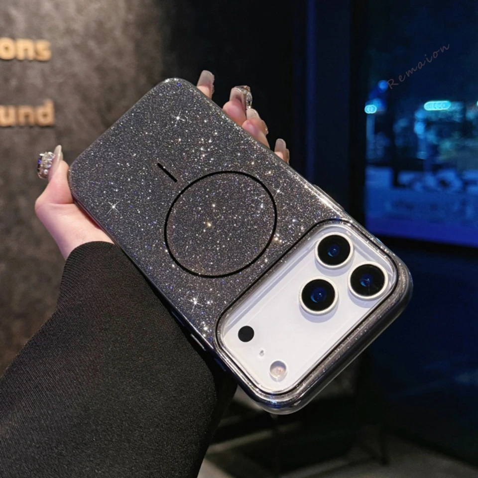 2025 Glitter Glam Magnetic Phone Case with Wireless Charging Compatibility
