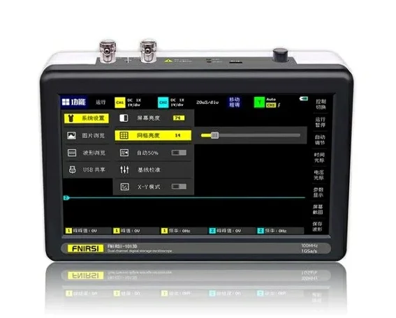 FNIRSI DPOX180H Osciloscopio de fósforo digital de 2 canales, 2 en 1 Osciloscopio de mano generador de señal DDS, Ancho de banda de 180Mhz 500MSa/s frecuencia de muestreo, innovador sistema de