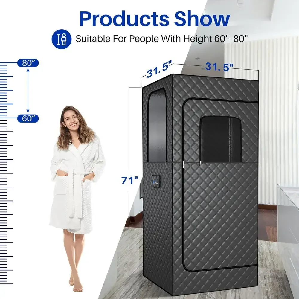 Portable Home Sauna Tent with 2.6L Steamer Remote Control & 9 Adjustable Steam Levels 1000W Steamer Effortless Relaxation 5