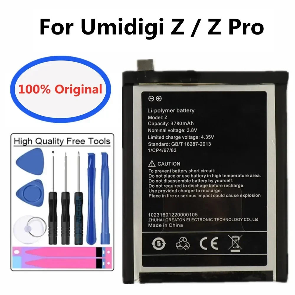 

Новый оригинальный аккумулятор Umi для UMIDIGI Z Pro / Z 3780 мАч, высокое качество, мобильный телефон аккумулятор, батарея + Инструменты