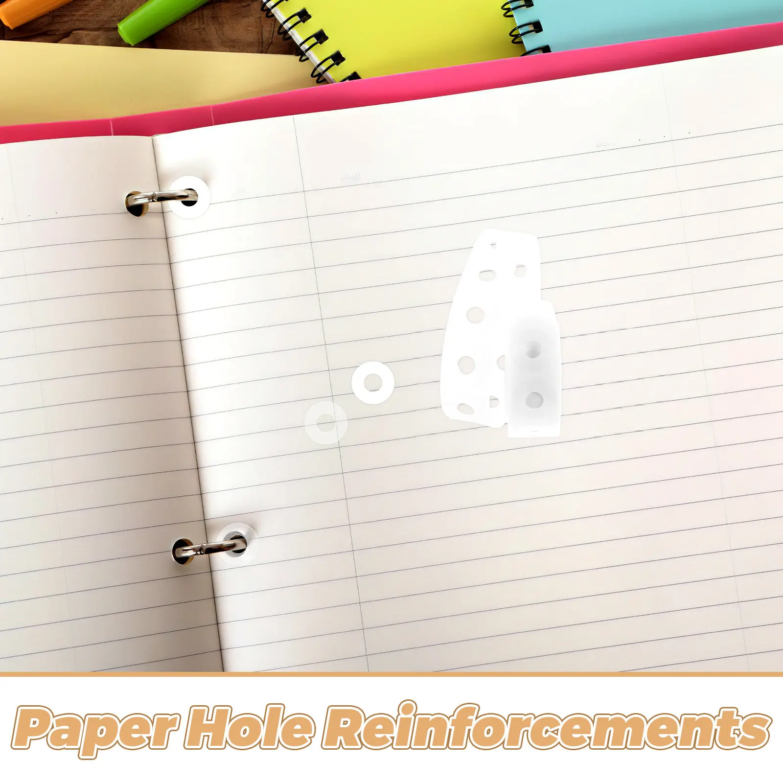 1 상자 투명 구멍 보강 스티커 자체 접착식 펀치 구멍 보강제 노트북 종이 바인더 페이지 보호기 원형