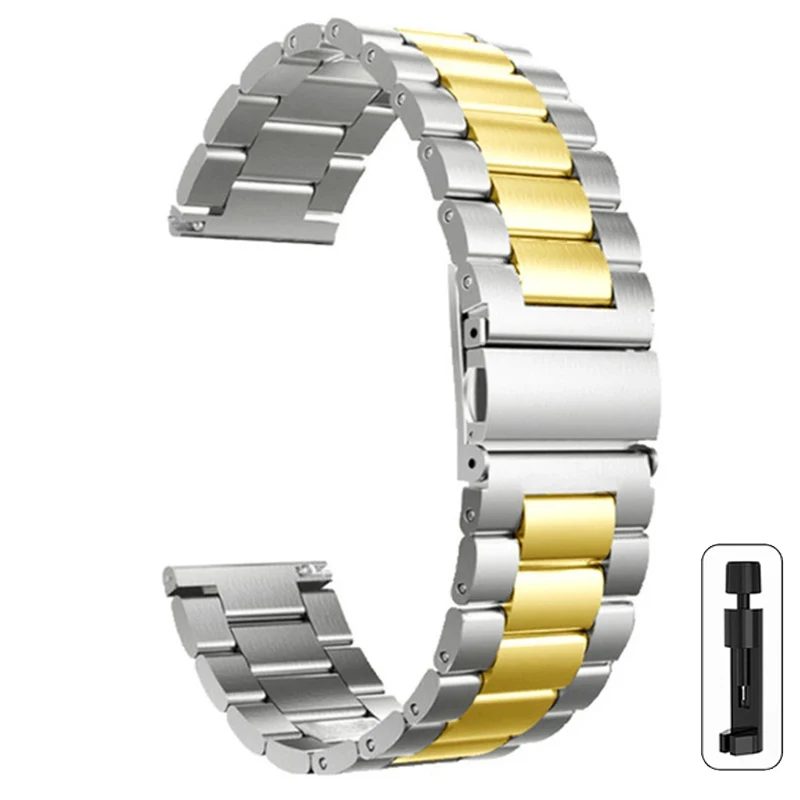 Enhanced Stainless Steel Metal Watch Band - 22mm/20mm Adjustable Strap
